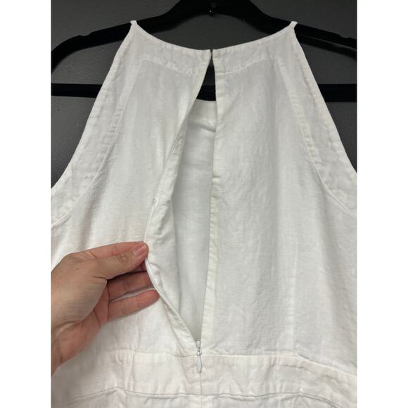 Women' s US SZ 8 Tall Boden halter neck white 100% linen wide leg jumpsuit - Picture 3 of 6